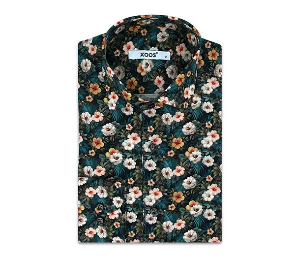Chemise à imprimé floral verte - Xoos