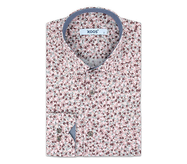 Chemise à petites fleurs bordeaux - Xoos