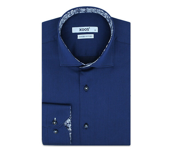 Chemise bleu indigo doublure florale - Xoos