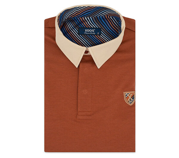 Polo Xoos brique col beige - Xoos