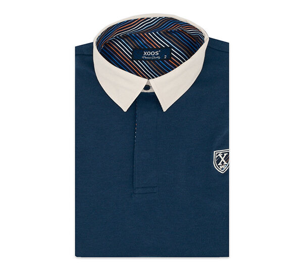 Polo Xoos marine col beige - Xoos