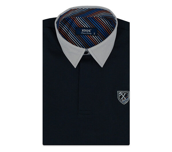 Polo Xoos noir col gris - Xoos