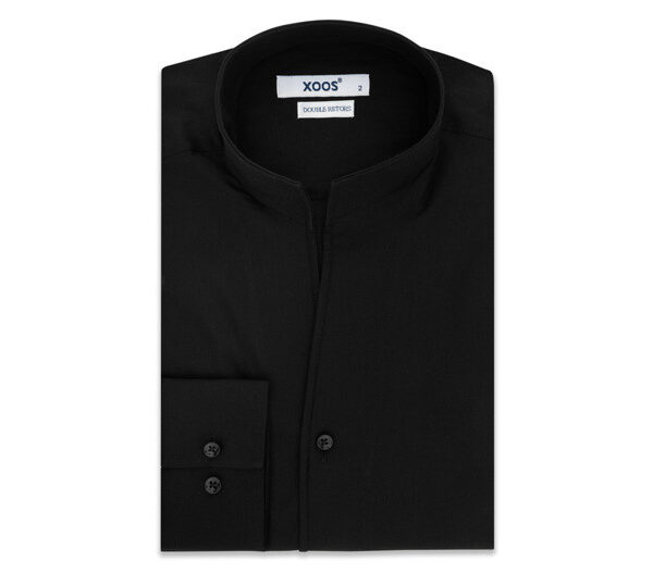 Chemise à col philosophe noire - Xoos