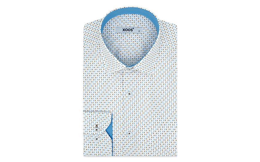 ☀️ Chemise micro motifs ciel et marron - Xoos