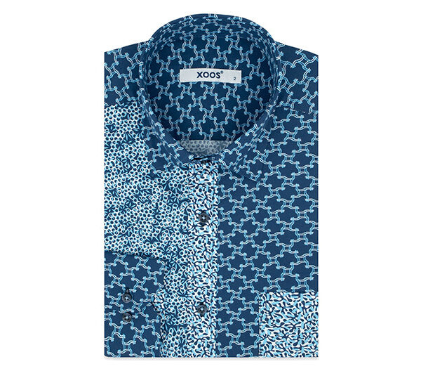 ☀️ Chemise patchwork indigo coupe droite - Xoos