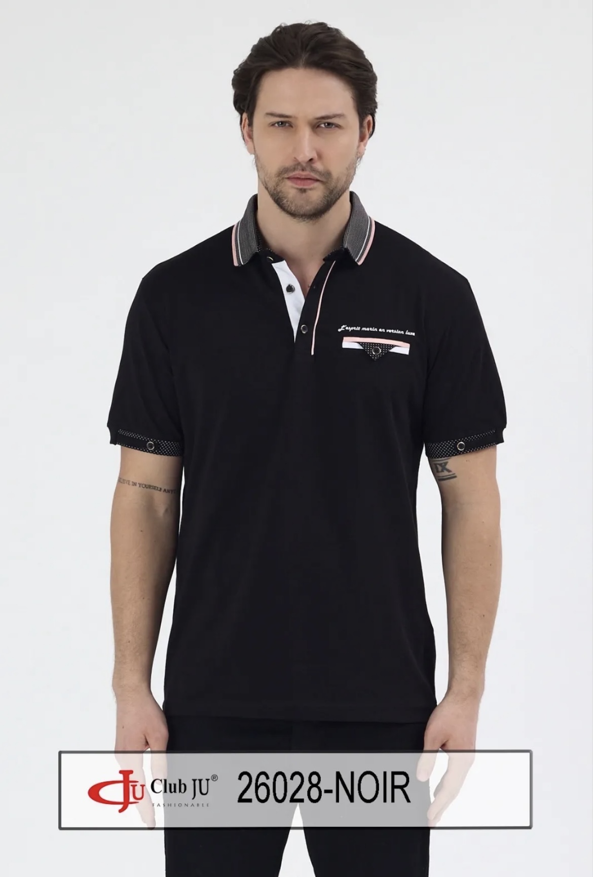 ☀️ Polo Réf. 26028 Noir - Club Ju