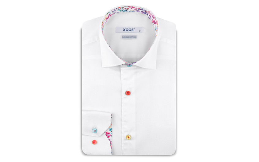 ❤️🆕 Chemise blanche boutons multicolores coupe droite - Xoos