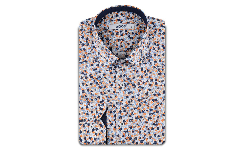 🆕 Chemise micro imprimé orange et bleu - Xoos