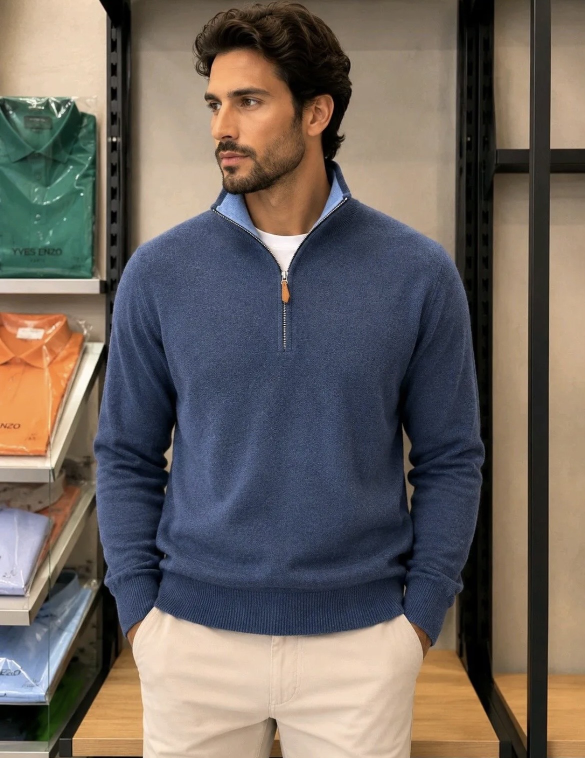 🆕 Pull Charly Bleu pétrôle - Yves Enzo