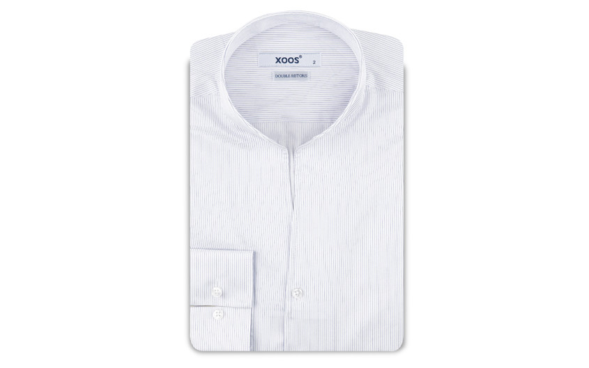 ❤️🆕 Chemise philosophe blanche rayures navy - Xoos