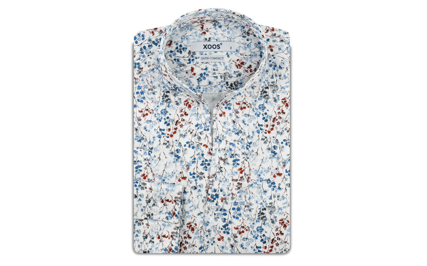 ❤️🆕 Chemise philosophe imprimé floral bleu et rouge - Xoos